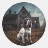 English Springer Spanier Halloween Beängstigend Runder Aufkleber (Vorderseite)