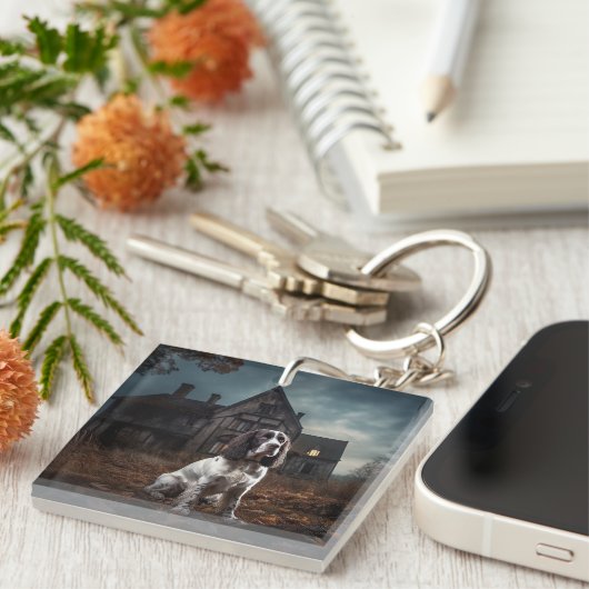 English Springer Spanier Halloween Beängstigend Schlüsselanhänger (Vorderseite rechts)