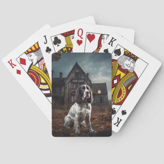 English Springer Spanier Halloween Beängstigend Spielkarten (Rückseite)