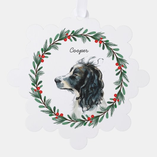 English Springer Spanier Individuelle Name Weihnac Ornament Karte (Vorderseite)