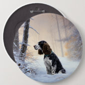 English Springer Spanier Let It Snow Christmas Button (Vorne & Hinten)