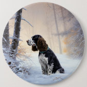 English Springer Spanier Let It Snow Christmas Button (Vorderseite)