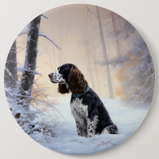 English Springer Spanier Let It Snow Christmas Button (Vorderseite)