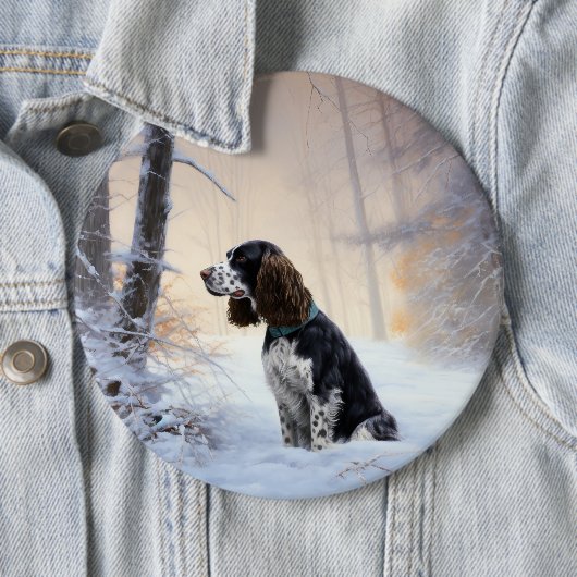 English Springer Spanier Let It Snow Christmas Button (Beispiel)