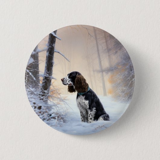 English Springer Spanier Let It Snow Christmas Button (Vorderseite)