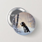 English Springer Spanier Let It Snow Christmas Button (Vorne & Hinten)