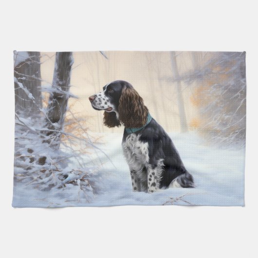 English Springer Spanier Let It Snow Christmas Geschirrtuch (Horizontal)