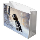 English Springer Spanier Let It Snow Christmas Große Geschenktüte (Rückseite Schrägansicht)