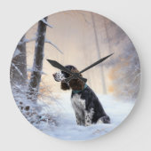 English Springer Spanier Let It Snow Christmas Große Wanduhr (Vorderseite)