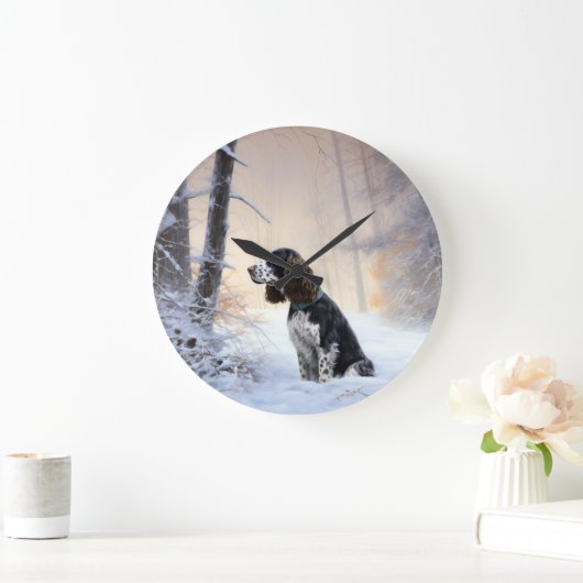 English Springer Spanier Let It Snow Christmas Große Wanduhr (Zuhause)