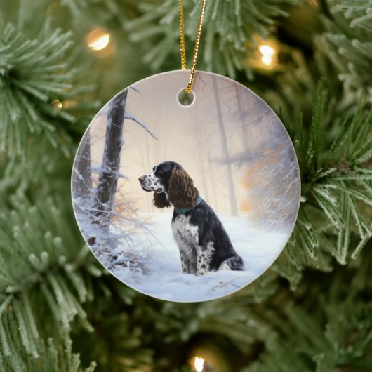 English Springer Spanier Let It Snow Christmas Keramik Ornament (Baum)