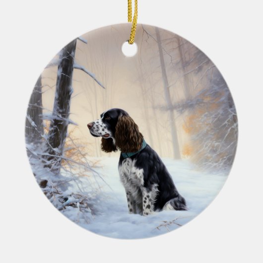 English Springer Spanier Let It Snow Christmas Keramik Ornament (Vorne)