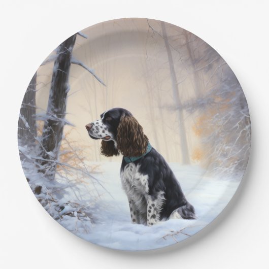 English Springer Spanier Let It Snow Christmas Pappteller (Vorderseite)
