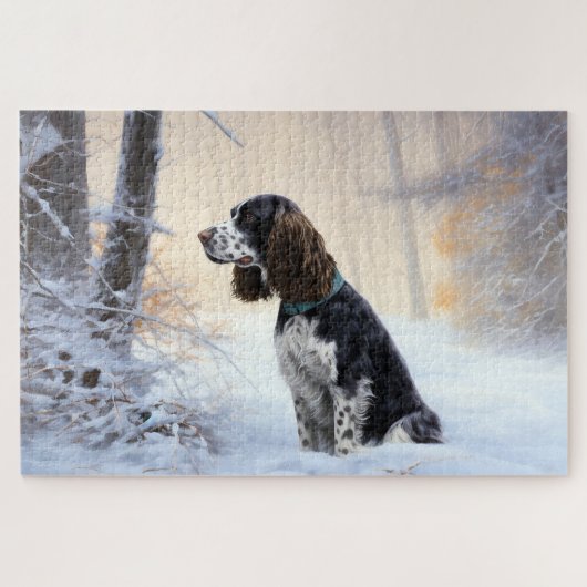 English Springer Spanier Let It Snow Christmas Puzzle (Horizontal)