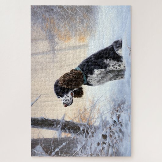 English Springer Spanier Let It Snow Christmas Puzzle (Vertikal)