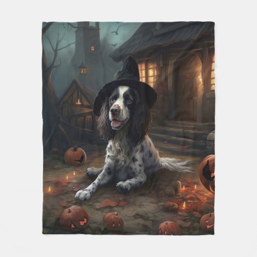 English Springer Spanier Pumpkins Halloween Beängs Fleecedecke (Vorderseite)