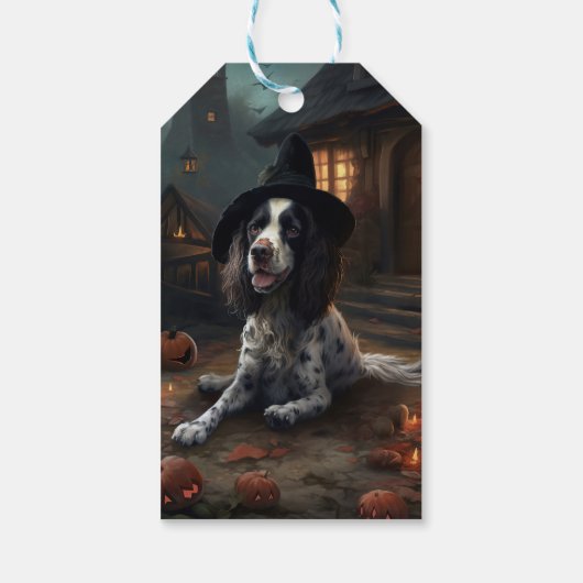 English Springer Spanier Pumpkins Halloween Beängs Geschenkanhänger (Rückseite)