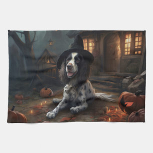 English Springer Spanier Pumpkins Halloween Beängs Geschirrtuch