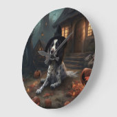 English Springer Spanier Pumpkins Halloween Beängs Große Wanduhr (Winkel)