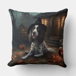 English Springer Spanier Pumpkins Halloween Beängs Kissen