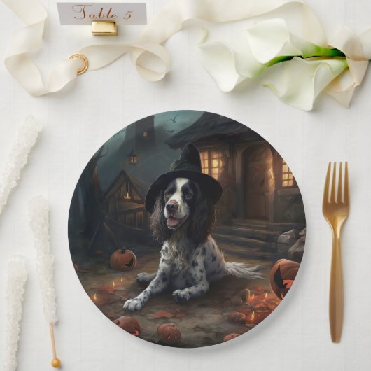 English Springer Spanier Pumpkins Halloween Beängs Pappteller (Hochzeit)