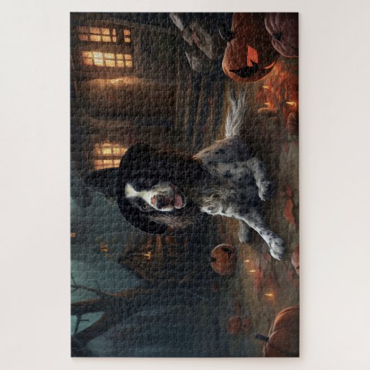 English Springer Spanier Pumpkins Halloween Beängs Puzzle (Vertikal)