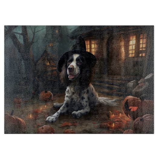 English Springer Spanier Pumpkins Halloween Beängs Schneidebrett (Vorderseite)