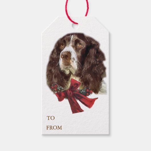 English Springer Spanier Weihnachten Geschenkanhänger (Vorderseite)