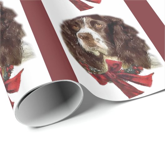 English Springer Spanier Weihnachten Geschenkpapier (Rolleneckpunkt)