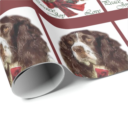 English Springer Spanier Weihnachten Geschenkpapier (Rolleneckpunkt)