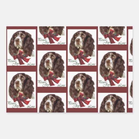 English Springer Spanier Weihnachten Geschenkpapier Set (Vorderseite)