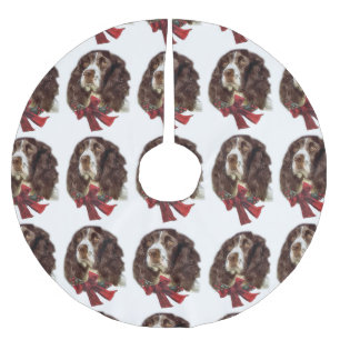 English Springer Spanier Weihnachten Polyester Weihnachtsbaumdecke