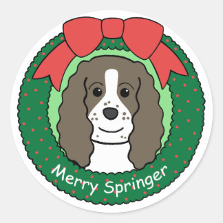 English Springer Spanier Weihnachten Runder Aufkleber