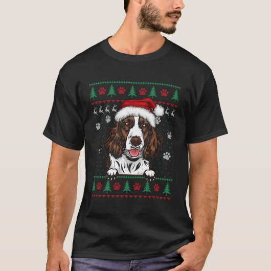 English Springer Spanier Weihnachten Ugly Sweater  T-Shirt (Vorderseite)