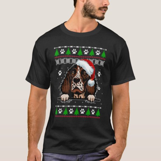 English Springer Spanier Weihnachten Ugly Sweater T-Shirt (Vorderseite)