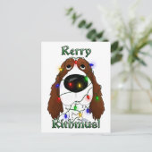 English Springer Spanier Weihnachtsbeleuchtung Feiertagspostkarte (Stehend Vorderseite)