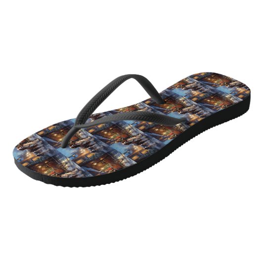 English Springer Spanier Weihnachtsfeiertage Badesandalen (Schrägansicht)