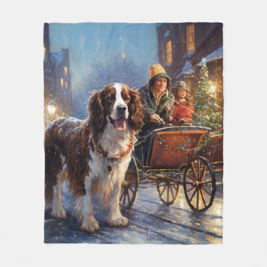 English Springer Spanier Weihnachtsfeiertage Fleecedecke (Vorderseite)