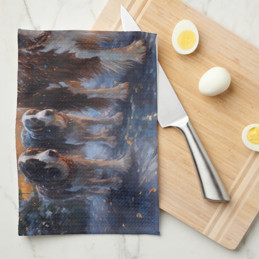 English Springer Spanier Weihnachtsfeiertage Geschirrtuch (Viertel Falte)