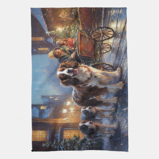 English Springer Spanier Weihnachtsfeiertage Geschirrtuch (Vertikal)