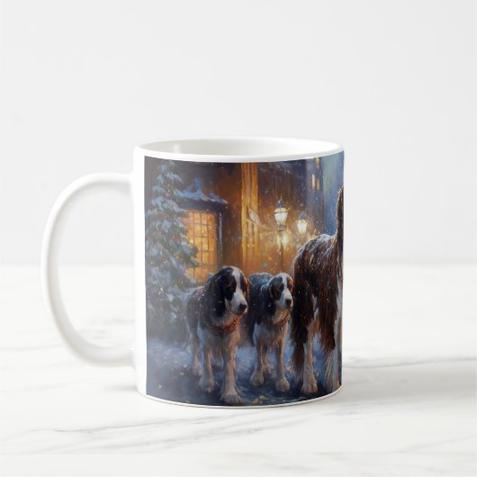 English Springer Spanier Weihnachtsfeiertage Kaffeetasse (Links)