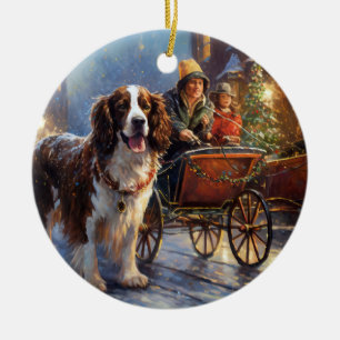 English Springer Spanier Weihnachtsfeiertage Keramik Ornament
