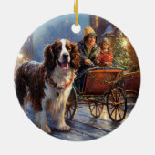 English Springer Spanier Weihnachtsfeiertage Keramik Ornament (Hinten)