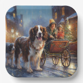 English Springer Spanier Weihnachtsfeiertage Pappteller (Vorderseite)