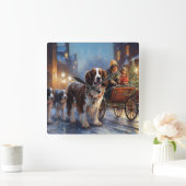 English Springer Spanier Weihnachtsfeiertage Quadratische Wanduhr (Zuhause)