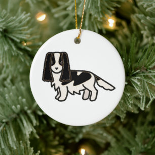 English Springer Spanisch Black ans White Cartoon Keramik Ornament