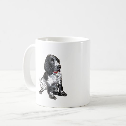 English Springer Spanisch Puppy - schwarz-weiß Kaffeetasse (Vorderseite Links)