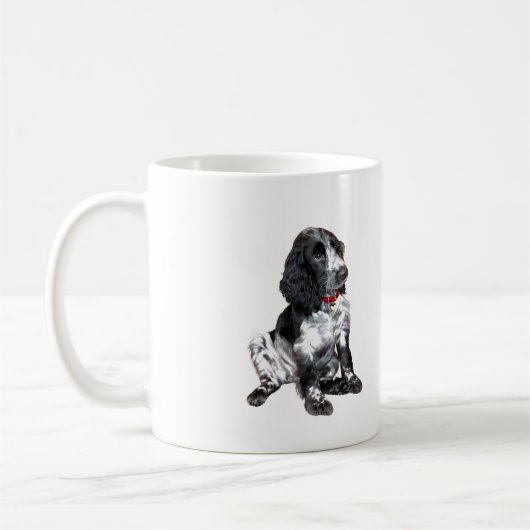 English Springer Spanisch Puppy - schwarz-weiß Kaffeetasse (Links)