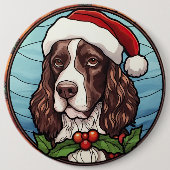 English Springer Spanisch Stains Glass Weihnachten Button (Vorderseite)