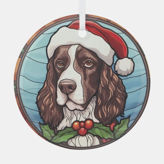 English Springer Spanisch Stains Glass Weihnachten Ornament Aus Glas (Vorderseite)